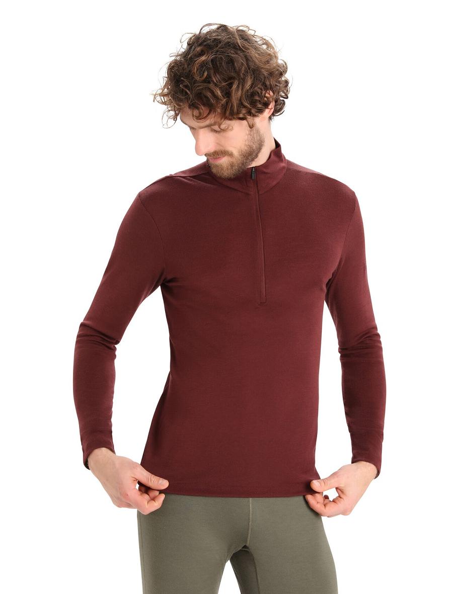 Icebreaker Merino 175 Everyday Long Sleeve Half Zip Thermal Top Férfi Base Layers Piros | HU 1370BEXC